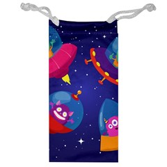 Cartoon Funny Aliens With Ufo Duck Starry Sky Set Jewelry Bag by Vaneshart