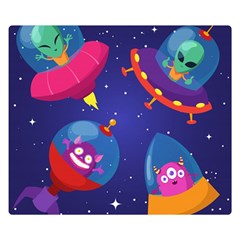 Cartoon Funny Aliens With Ufo Duck Starry Sky Set Double Sided Flano Blanket (small) 