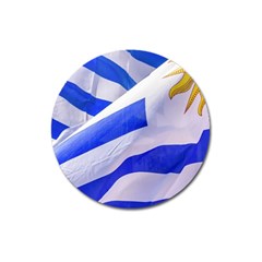 Uruguay Flags Waving Magnet 3  (round) by dflcprintsclothing