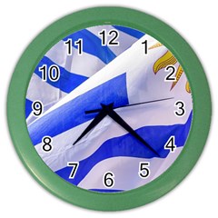 Uruguay Flags Waving Color Wall Clock by dflcprintsclothing