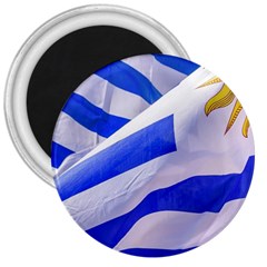 Uruguay Flags Waving 3  Magnets by dflcprintsclothing