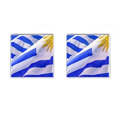 Uruguay Flags Waving Cufflinks (square) by dflcprintsclothing