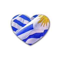 Uruguay Flags Waving Heart Coaster (4 Pack) 