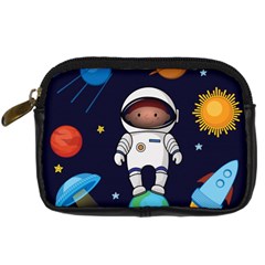 Boy Spaceman Space Rocket Ufo Planets Stars Digital Camera Leather Case