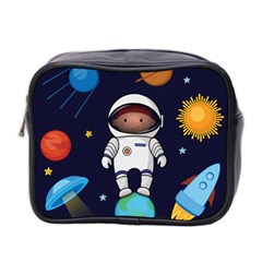 Boy Spaceman Space Rocket Ufo Planets Stars Mini Toiletries Bag (two Sides) by Vaneshart