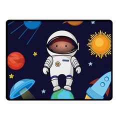 Boy Spaceman Space Rocket Ufo Planets Stars Fleece Blanket (small) by Vaneshart