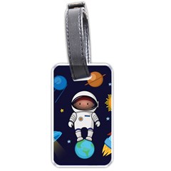 Boy Spaceman Space Rocket Ufo Planets Stars Luggage Tag (one Side)