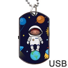 Boy Spaceman Space Rocket Ufo Planets Stars Dog Tag Usb Flash (two Sides)