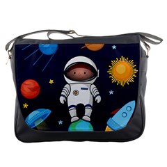 Boy Spaceman Space Rocket Ufo Planets Stars Messenger Bag by Vaneshart