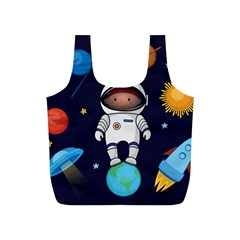 Boy Spaceman Space Rocket Ufo Planets Stars Full Print Recycle Bag (s) by Vaneshart