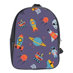 Space Seamless Pattern School Bag (large) by Vaneshart