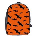 Halloween Card With Bats Flying Pattern School Bag (Large) Front