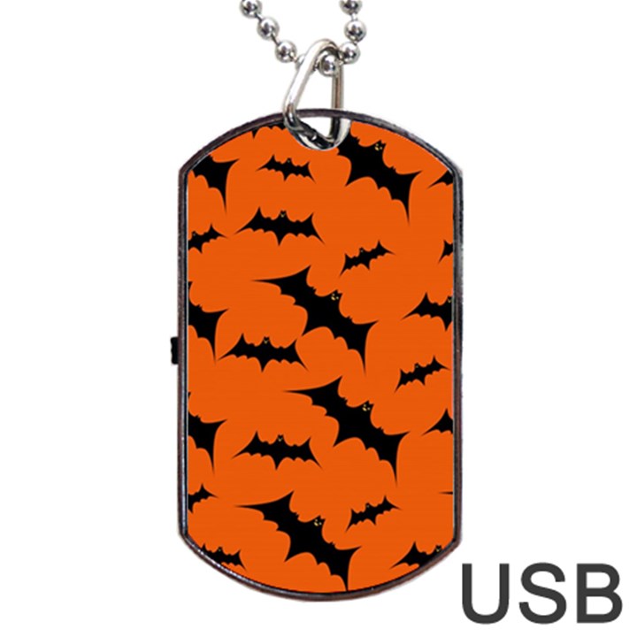 Halloween Card With Bats Flying Pattern Dog Tag USB Flash (Two Sides)