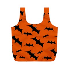 Halloween Card With Bats Flying Pattern Full Print Recycle Bag (m) by Vaneshart