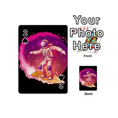 Astronaut Spacesuit Standing Surfboard Surfing Milky Way Stars Playing Cards 54 Designs (mini) by Vaneshart