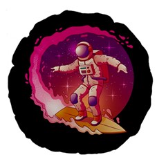 Astronaut Spacesuit Standing Surfboard Surfing Milky Way Stars Large 18  Premium Flano Round Cushions by Vaneshart