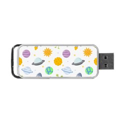 Seamless Pattern Cartoon Space Planets Isolated White Background Portable Usb Flash (one Side) by Vaneshart