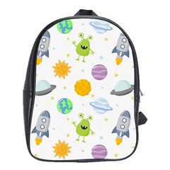 Seamless Pattern Cartoon Space Planets Isolated White Background School Bag (xl) by Vaneshart