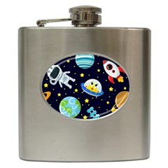 Space Seamless Pattern Hip Flask (6 Oz) by Vaneshart