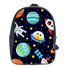 Space Seamless Pattern School Bag (large)