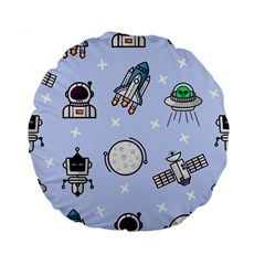 Seamless Pattern With Space Theme Standard 15  Premium Flano Round Cushions by Vaneshart