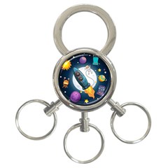 Spaceship Astronaut Space 3-ring Key Chain