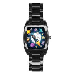 Spaceship Astronaut Space Stainless Steel Barrel Watch