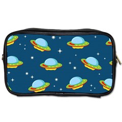 Seamless Pattern Ufo With Star Space Galaxy Background Toiletries Bag (two Sides)