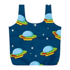 Seamless Pattern Ufo With Star Space Galaxy Background Full Print Recycle Bag (l) by Vaneshart