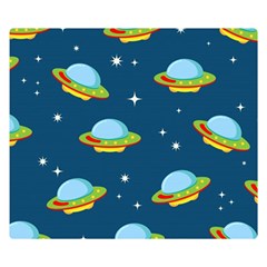 Seamless Pattern Ufo With Star Space Galaxy Background Double Sided Flano Blanket (Small) 