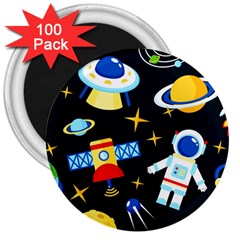 Space Seamless Pattern 3  Magnets (100 Pack) by Vaneshart