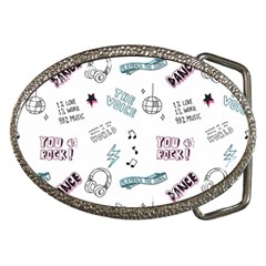 Music Themed Doodle Seamless Background Belt Buckles by Vaneshart