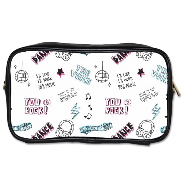 Music Themed Doodle Seamless Background Toiletries Bag (Two Sides)