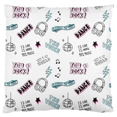 Music Themed Doodle Seamless Background Large Flano Cushion Case (one Side) by Vaneshart