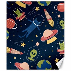 Seamless Pattern With Funny Aliens Cat Galaxy Canvas 20  X 24  by Vaneshart