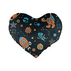 Space Seamless Pattern Standard 16  Premium Flano Heart Shape Cushions