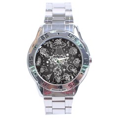 Vector Flat Space Design Background With Text Stainless Steel Analogue Watch