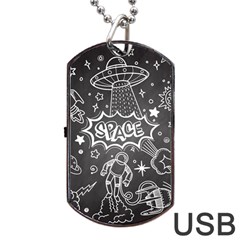 Vector Flat Space Design Background With Text Dog Tag Usb Flash (one Side)