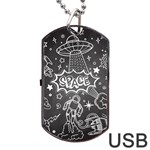 Vector Flat Space Design Background With Text Dog Tag USB Flash (One Side) Front