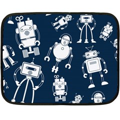 White Robot Blue Seamless Pattern Double Sided Fleece Blanket (mini) 