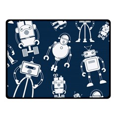 White Robot Blue Seamless Pattern Fleece Blanket (small) by Vaneshart