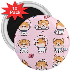 Set Kawaii Smile Japanese Dog Cartoon 3  Magnets (10 Pack)  by Vaneshart