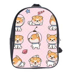 Set Kawaii Smile Japanese Dog Cartoon School Bag (large) by Vaneshart