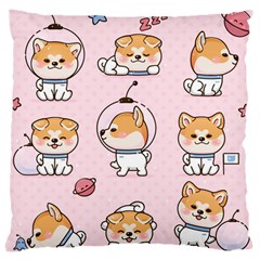 Set Kawaii Smile Japanese Dog Cartoon Large Cushion Case (one Side) by Vaneshart