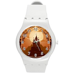 Beautiful Castle Round Plastic Sport Watch (m)