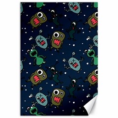 Monster Alien Pattern Seamless Background Canvas 12  X 18  by Vaneshart