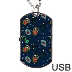 Monster Alien Pattern Seamless Background Dog Tag Usb Flash (one Side)