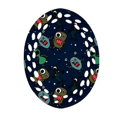 Monster Alien Pattern Seamless Background Ornament (oval Filigree)