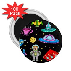 Seamless Pattern With Space Objects Ufo Rockets Aliens Hand Drawn Elements Space 2 25  Magnets (100 Pack)  by Vaneshart