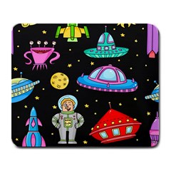 Seamless Pattern With Space Objects Ufo Rockets Aliens Hand Drawn Elements Space Large Mousepads